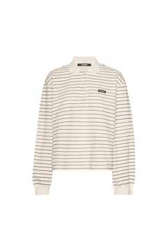 Pique Longsleeve Polo - Egret Comb.