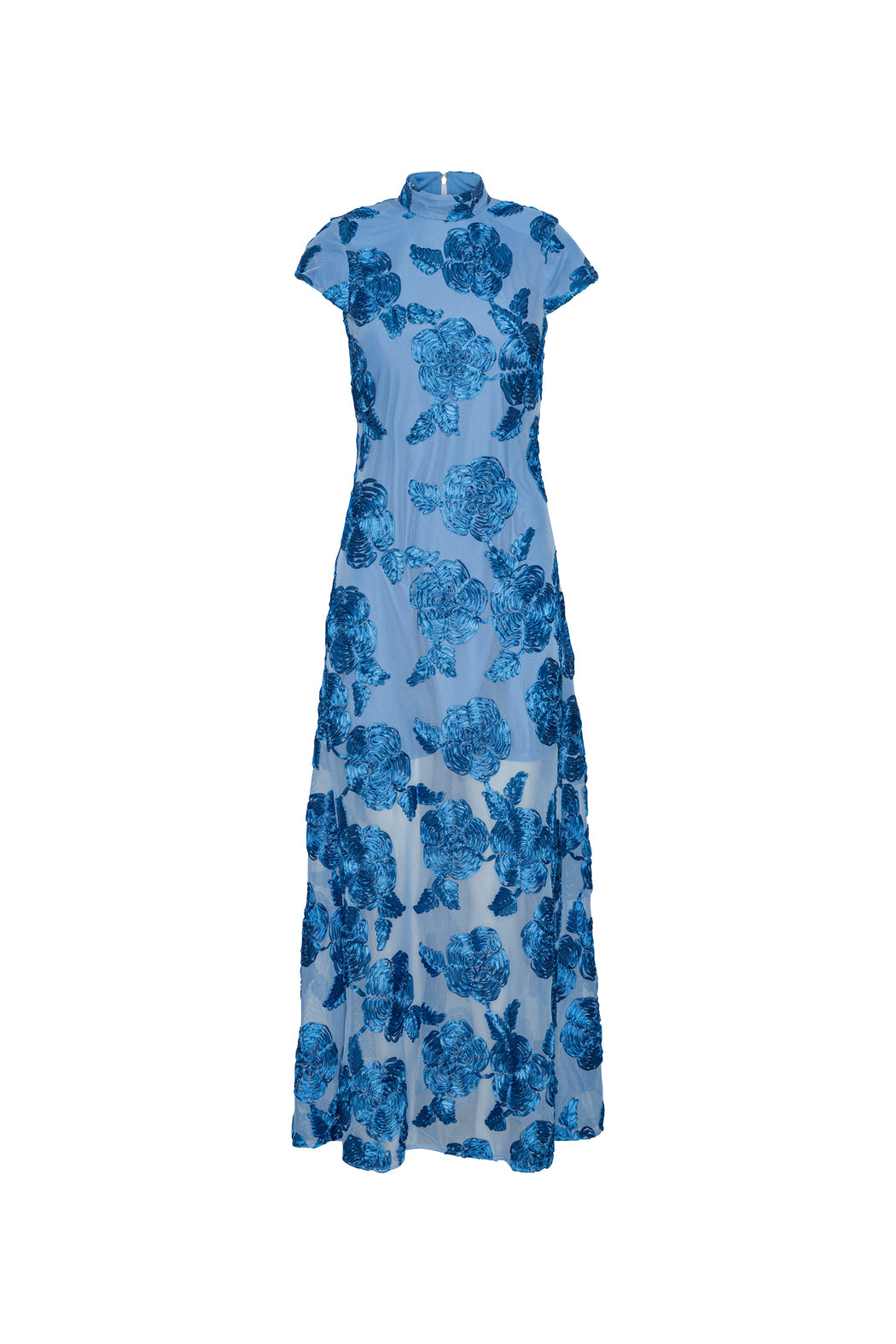 Mesh Capsleeve Maxi Dress - Hydrangea (Blue)