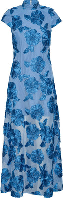 Mesh Capsleeve Maxi Dress - Hydrangea (Blue)