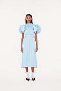 Textured Midi Puffy Dress - Oval Polka Dot / Cool Blue Comb