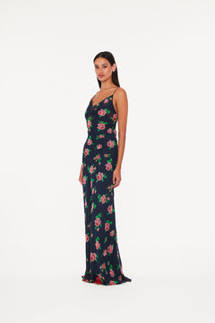 Chiffon Maxi Slip Dress - Shining Rose / Midnight Navy Comb