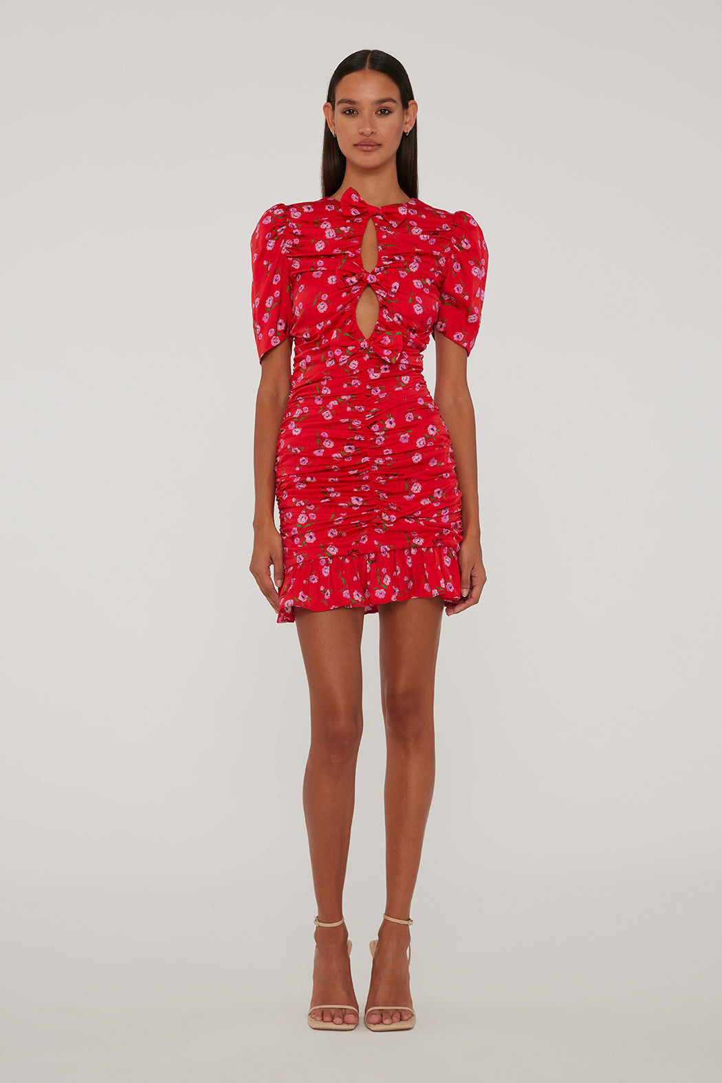 Printed Mini Ruffle Dress - Wildeve Cluster + High
Risk Red Comb