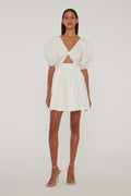 Puff Sleeve Mini Dress - Bright White