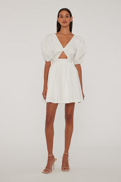 Puff Sleeve Mini Dress - Bright White