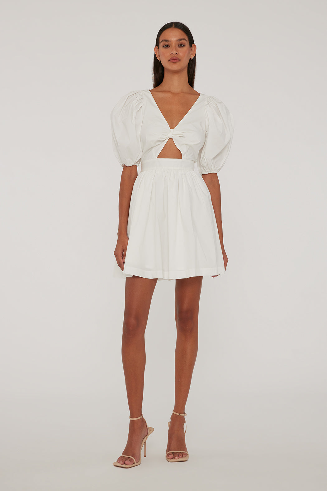 Puff Sleeve Mini Dress - Bright White