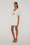 Puff Sleeve Mini Dress - Bright White