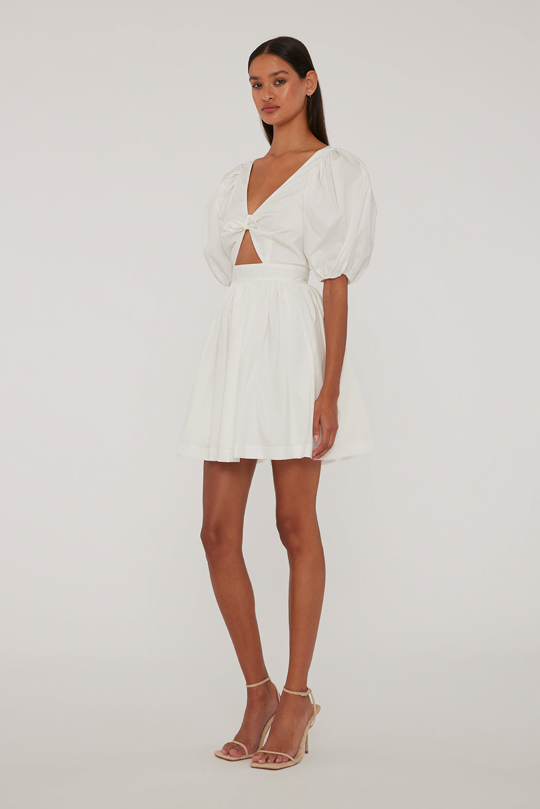 Puff Sleeve Mini Dress - Bright White