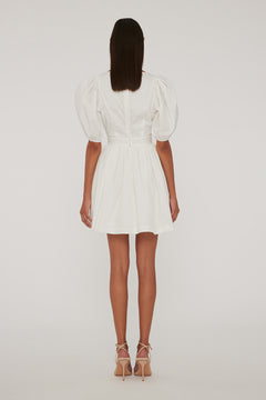 Puff Sleeve Mini Dress - Bright White
