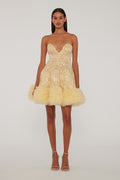 Sequins Mini Ruffle Dress - Italian Straw