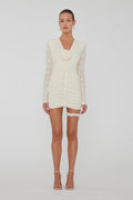 Lace Mini Dress V-Neck - Egret