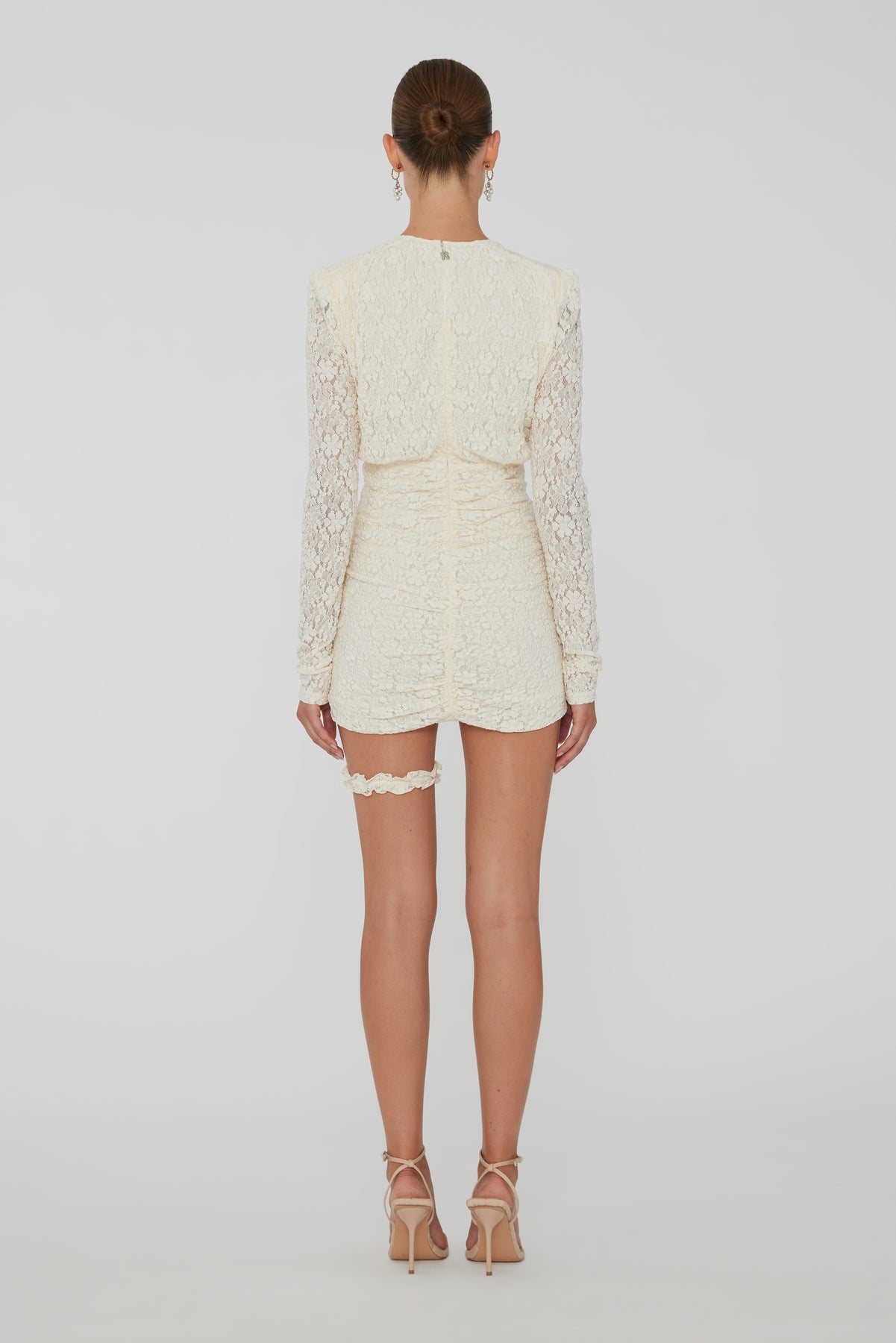 Lace Mini Dress V-Neck - Egret