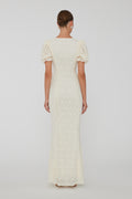 Lace Puffy Maxi Dress - Egret