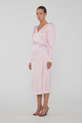 Satin Midi Wrap Dress - Blushing Bride