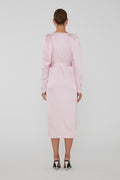 Satin Midi Wrap Dress - Blushing Bride