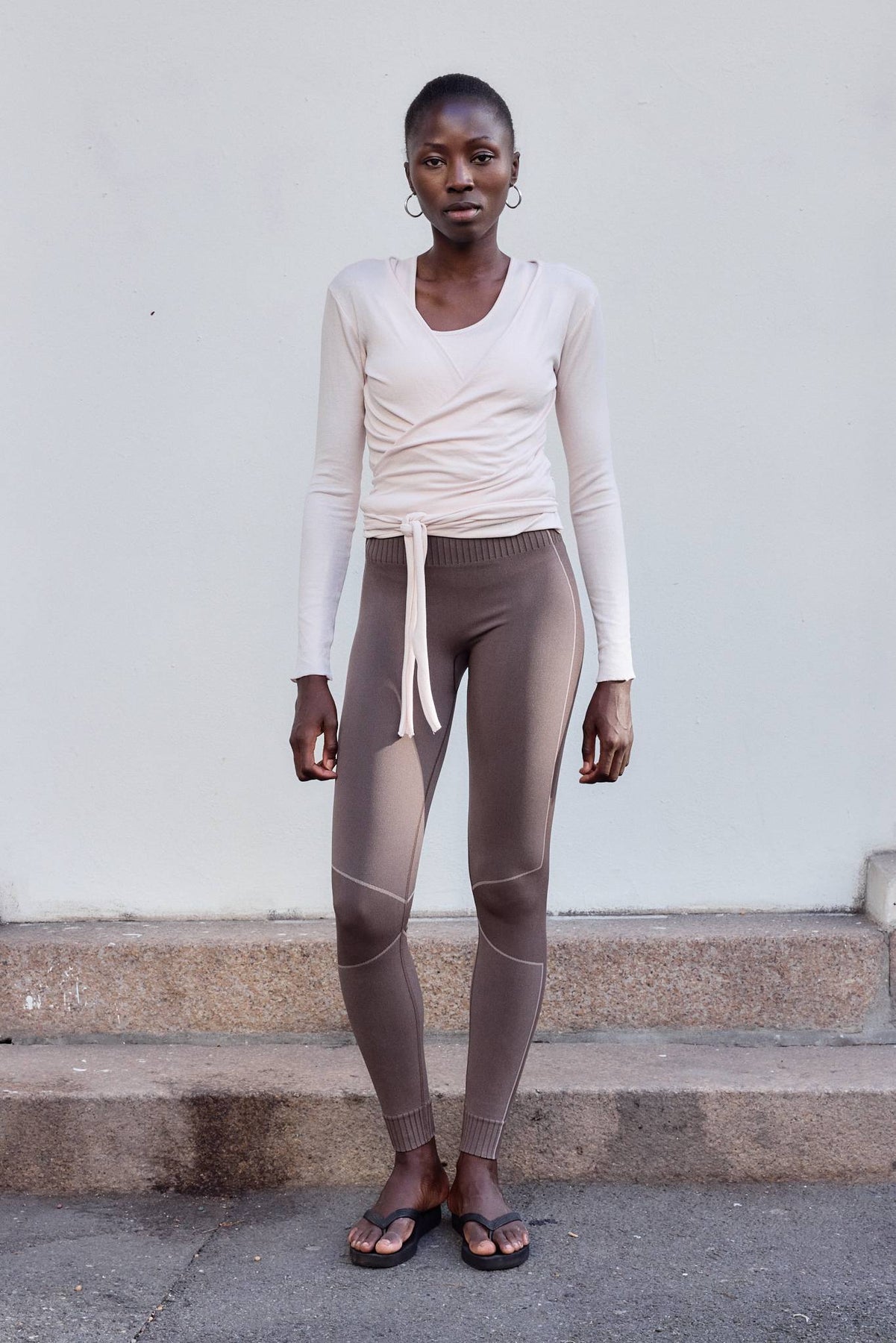 Basic Wrap Sweater - Ljusrosa