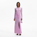 Rhinestone Mesh Maxi Dress - Pink