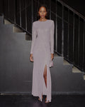 Rhinestone Mesh Maxi Dress - Pink