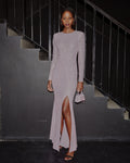 Rhinestone Mesh Maxi Dress - Pink