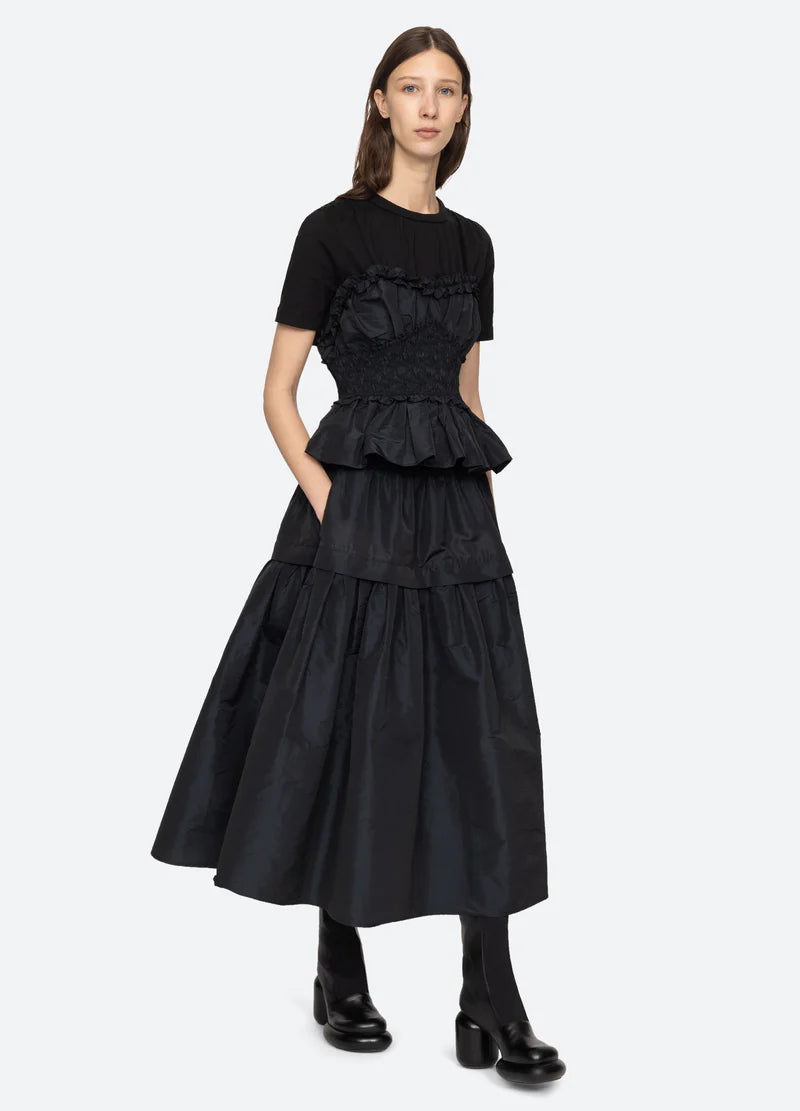 Diana Taffeta S/Slv Top - Black