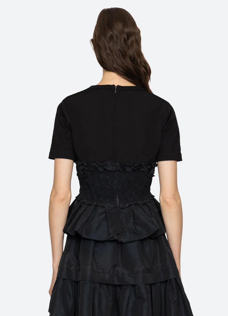 Diana Taffeta S/Slv Top - Black