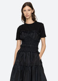 Diana Taffeta S/Slv Top - Black