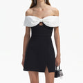 Crepe Bow Mini Dress - Black