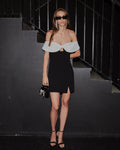 Crepe Bow Mini Dress - Black
