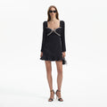 Diamante Bow Mini Dress - Black