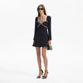 Diamante Bow Mini Dress - Black