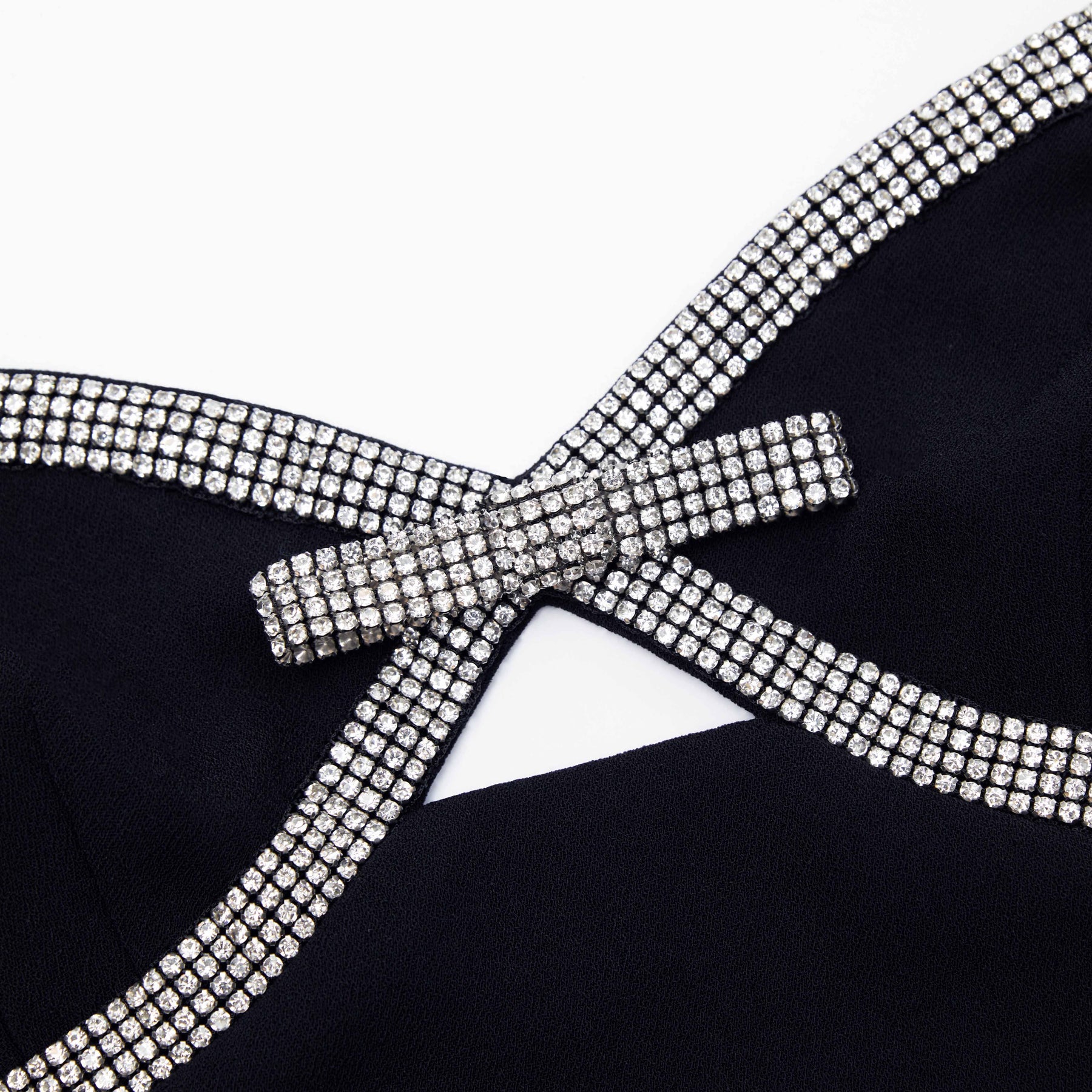 Diamante Bow Mini Dress - Black