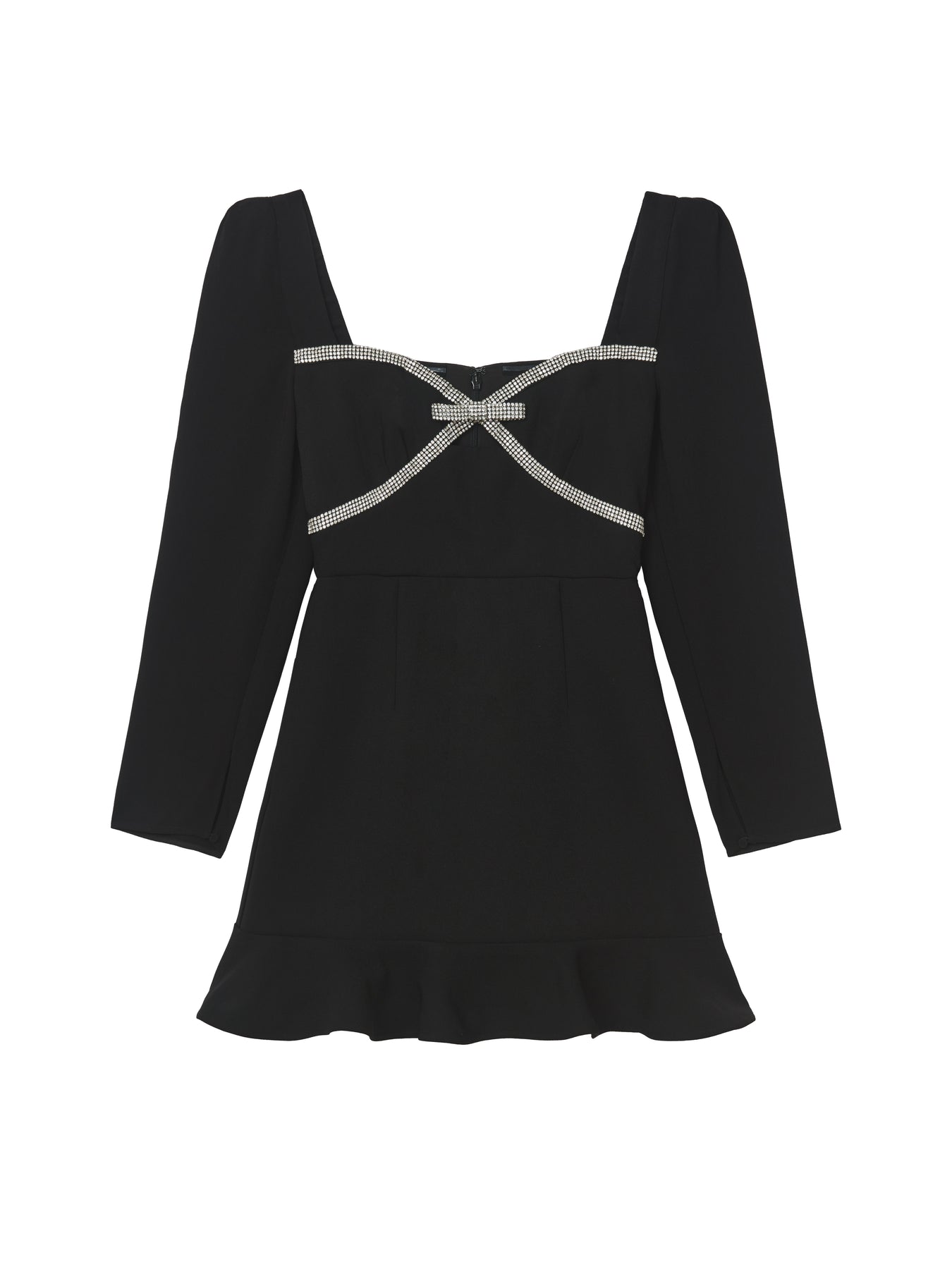 Diamante Bow Mini Dress - Black