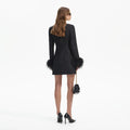 Boucle Feather Mini Dress - Black