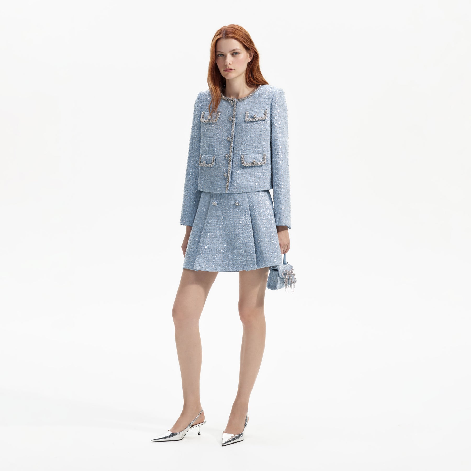 Sequin Boucle Jacket - Blue