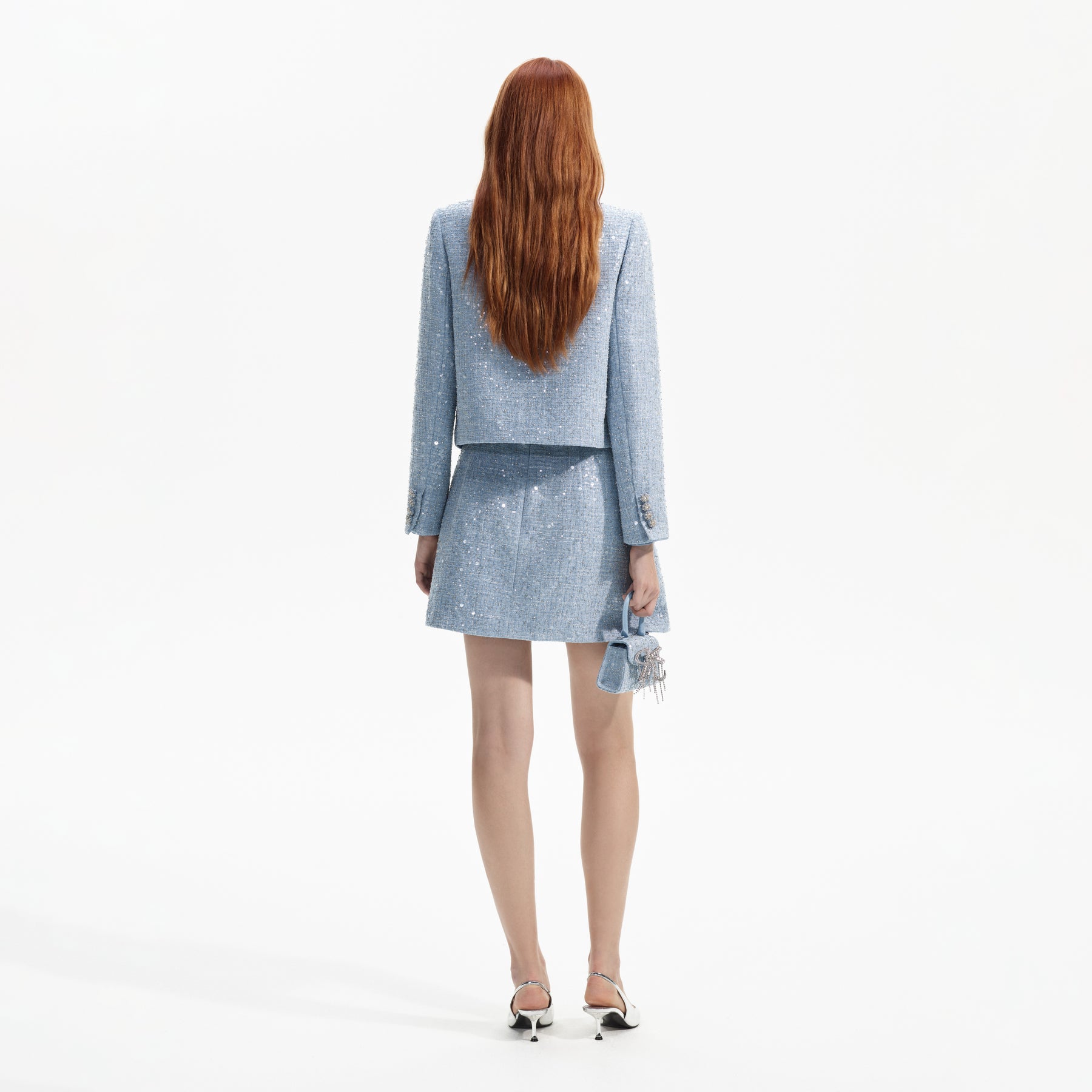 Sequin Boucle Jacket - Blue