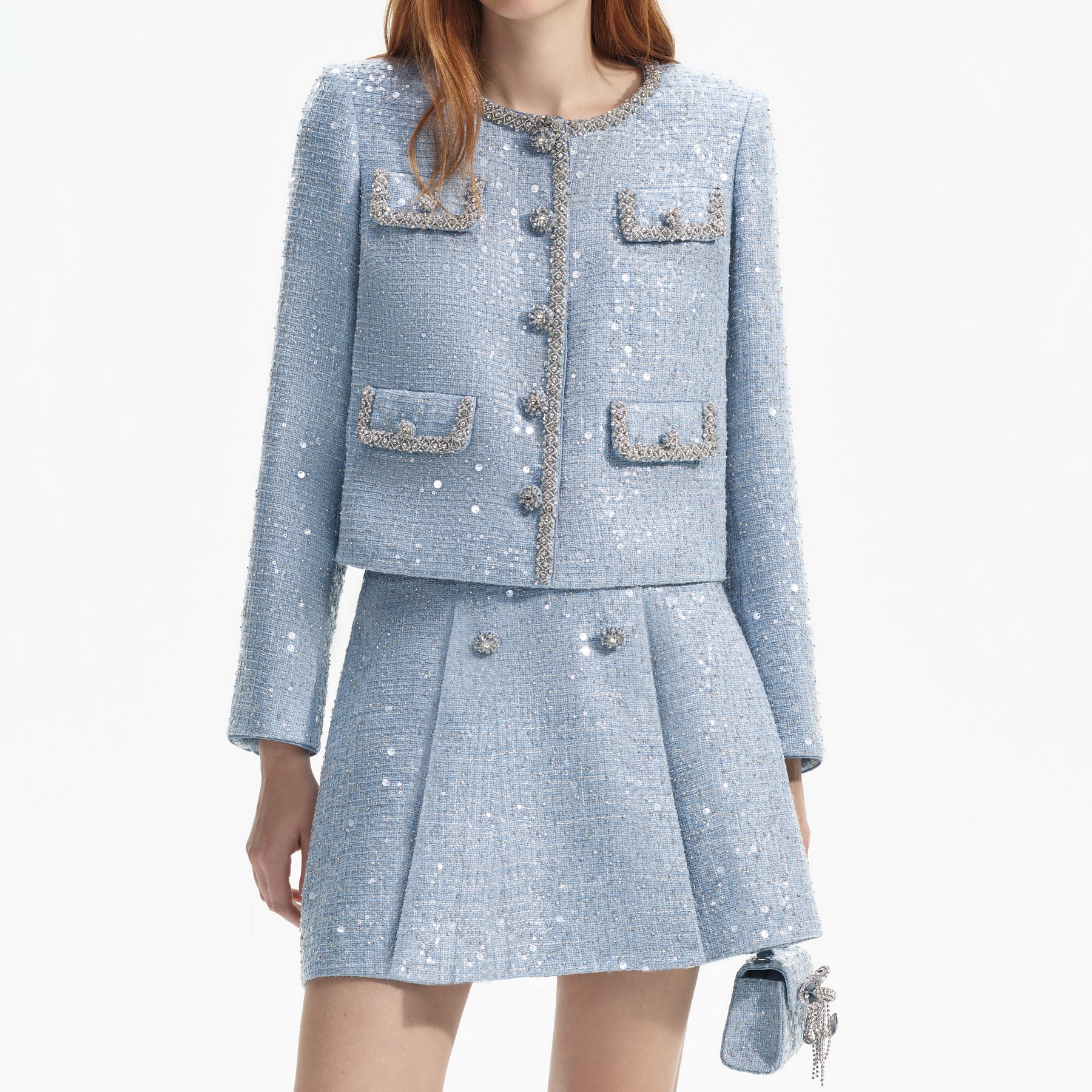 Sequin Boucle Jacket - Blue