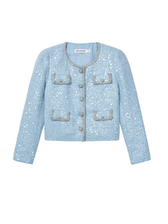 Sequin Boucle Jacket - Blue