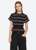 Mable Cambric S/Slv Smocked Top - Black