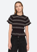 Mable Cambric S/Slv Smocked Top - Black