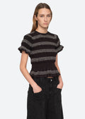 Mable Cambric S/Slv Smocked Top - Black