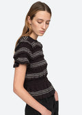 Mable Cambric S/Slv Smocked Top - Black