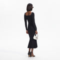 Knit Diamante Trim Midi Dress - Black