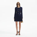 Weave Knit Mini Dress - Navy