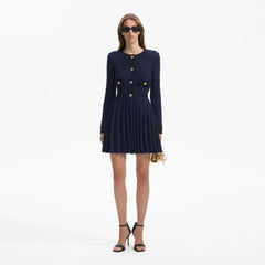 Weave Knit Mini Dress - Navy