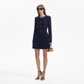 Weave Knit Mini Dress - Navy