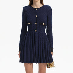 Weave Knit Mini Dress - Navy