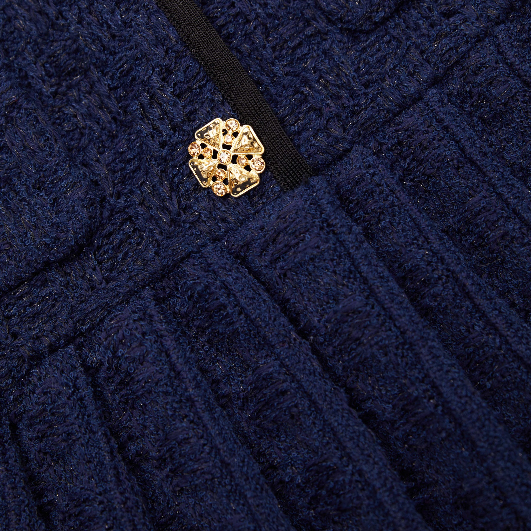 Weave Knit Mini Dress - Navy