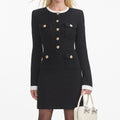Knit Contrast Collar Mini Dress - Svart