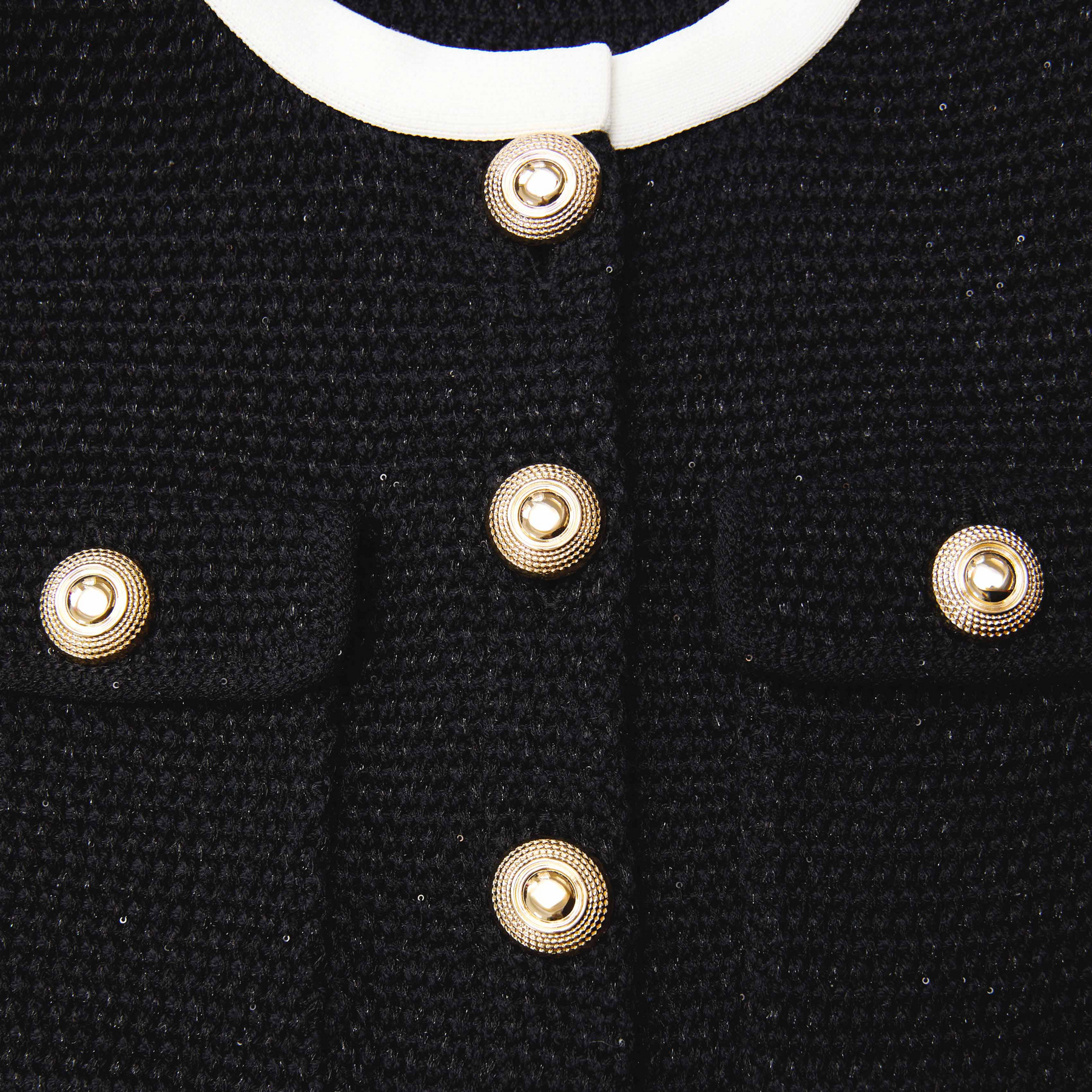 Knit Contrast Collar Mini Dress - Svart