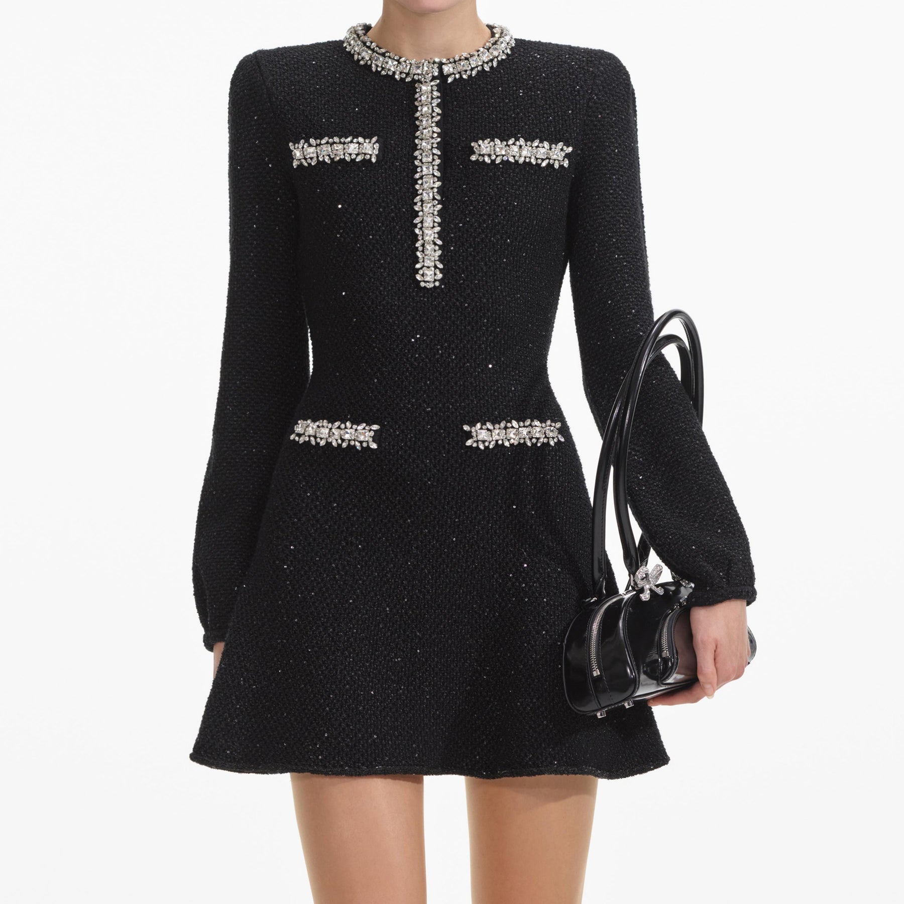 Sequin Knit Mini Dress - Svart