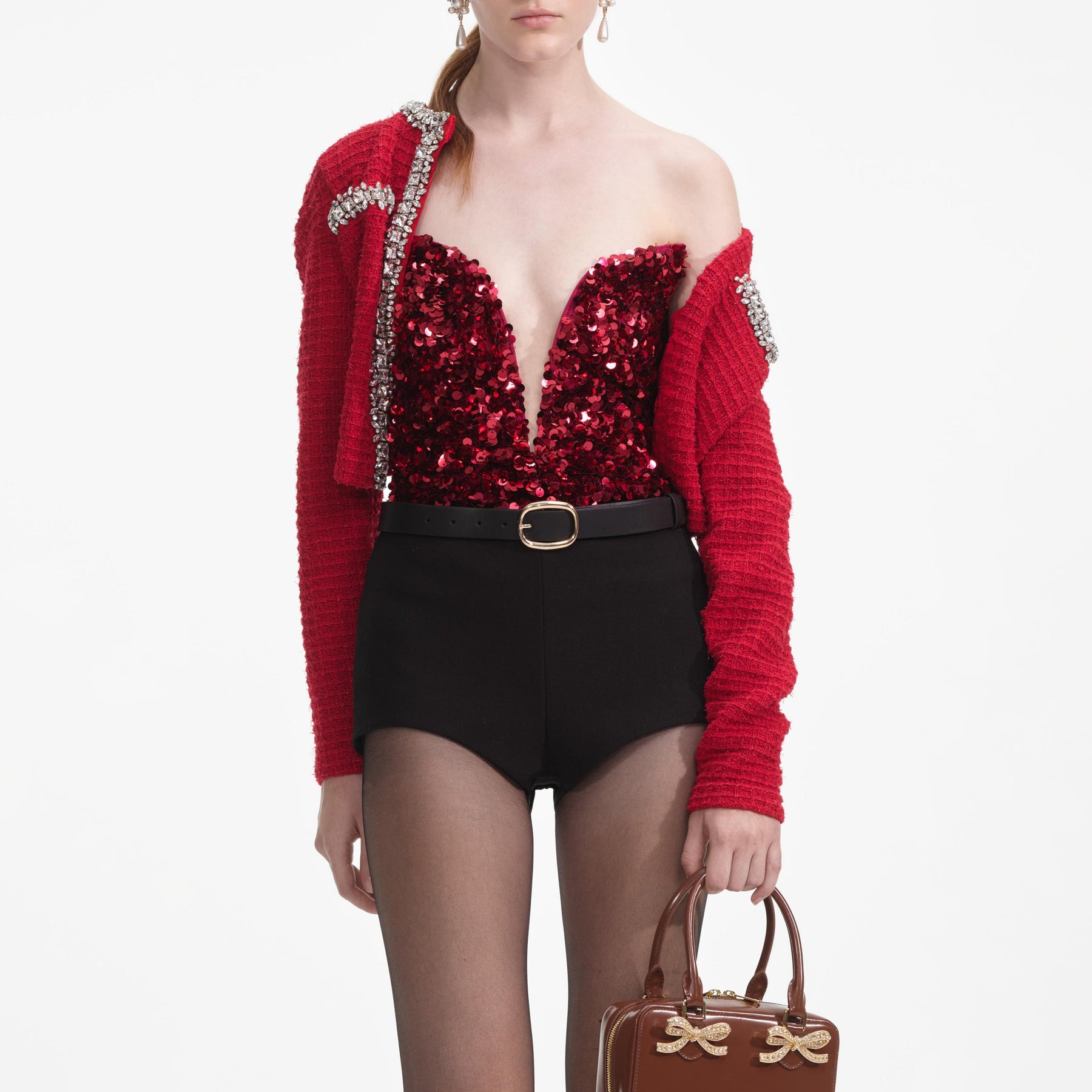 3D Sequin Top - Röd
